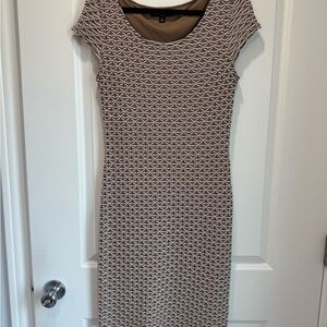 Sharagano Taupe Geometric Midi Dress